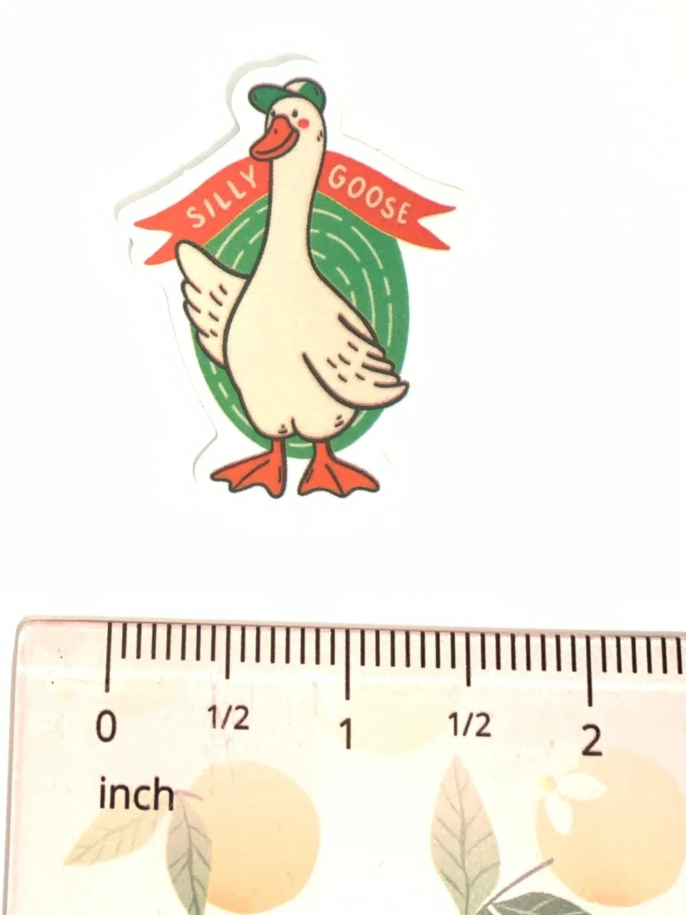 Silly Goose Decorative Bird Sticker — Cream & Green